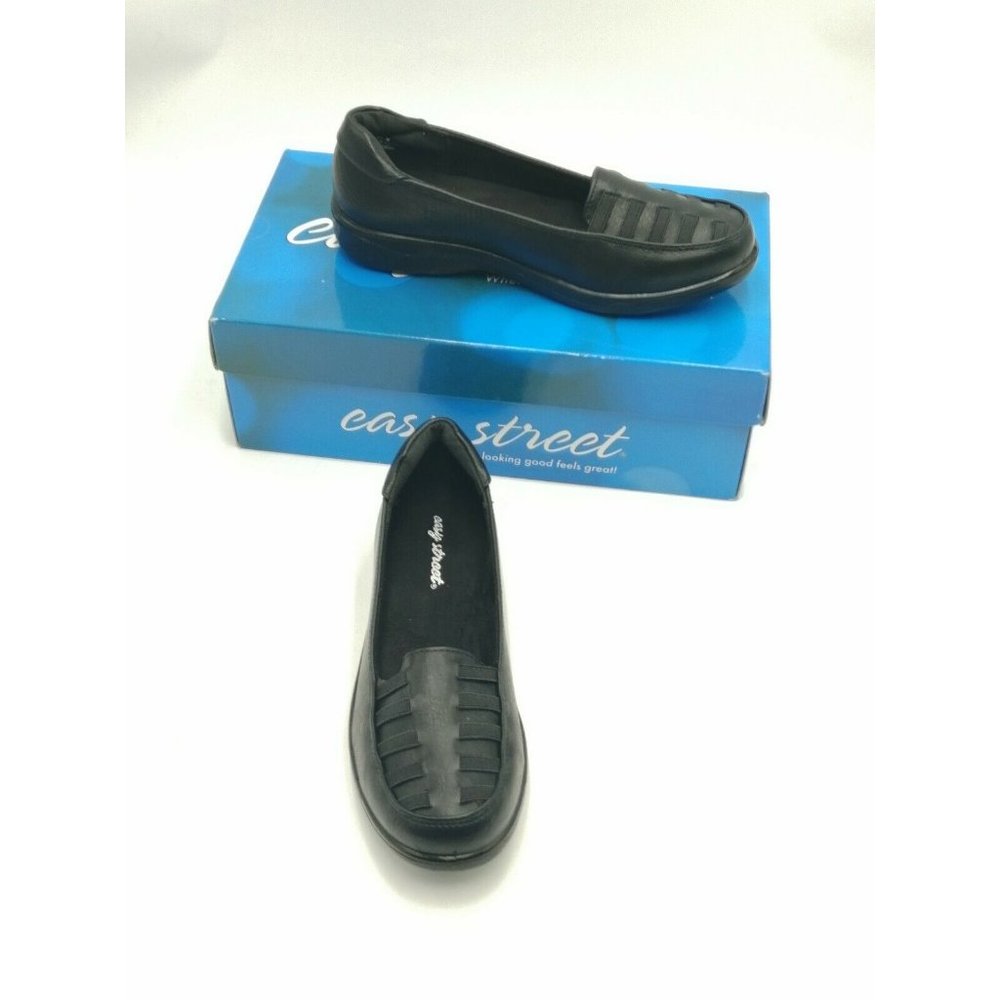 Easy Street Genesis Comfort Loafers Black Slip On Flats Women’s 7N Narrow NIB